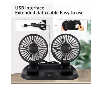 Express Delivery - Generic Dual Head Car Fan Portable Vehicle Truck 360° Rotatable Auto Cooling Cooler - ID 132575