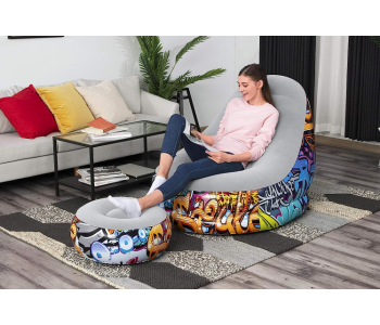Generic Portable Inflatable Sofa With Footrest - Assorted in KSA