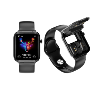 X8 2 In 1 Sports Bluetooth Calling Smart Watch Bracelet With Inbuilt TWS Wireless In Ear Earphone Headset - Black in UAE
