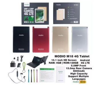 Modio M18 10.1-inch 4GB RAM 128GB 4G LTE Dual Sim Tablet With Keyboard - Gold in KSA