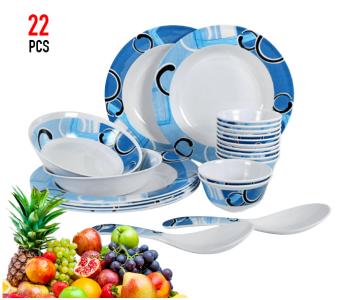 Royal Mark 22-Piece Melamine Ware Dinner Set - Blue/White in UAE