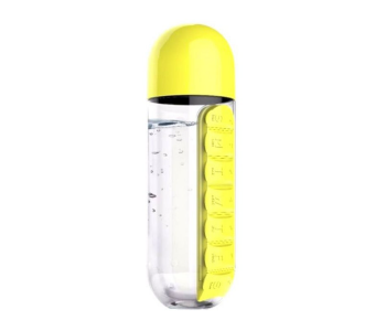 Express Delivery - Plastic Pill Organizer Water Bottle Yellow/Clear 24x8x8cm - ID 134081