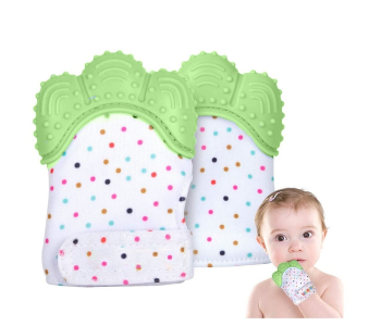 Express Delivery - Baby Chewable Teething Self Soothing Mitten Hand Glove Green 2Pc - ID 134096