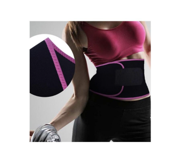 Express Delivery - Body Sweat Waist Trainer Trimmer Adjustable Slimming Belt Pink - ID 134078