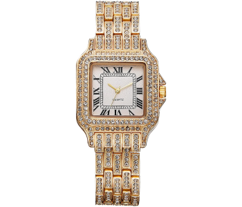 Luxury Women Watch Full Rhinestone Ladies Wrist Watch Relogio Feminino - Gold in KSA