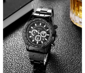 Top Brand Luxury Men Fashion Watch Date Sports Watches Mens Strap Stainless Steel Wristwatch Relogio Machino - Black in UAE