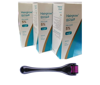 Express Delivery - Dar Al Dawa Hairgrow 5% minoxidil Pack of 3 x 50ml with one Derma Roller - ID 134131