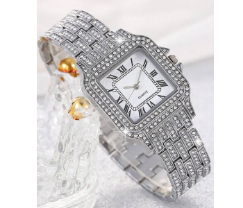 Luxury Women Watch Full Rhinestone Ladies Wrist Watch Relogio Feminino - Silver in UAE