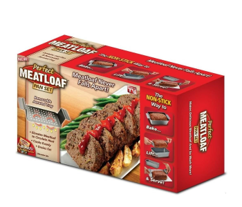 Express Delivery - Perfect Non-Stick Meatloaf Pan 2-Piece Set with Removable Tray Drains Grease - ID 134106