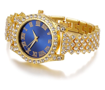 Jongo Rhinestone Trend Ladies Roman Dial Watch Watch Stainless Steel Bracelet - Blue in UAE
