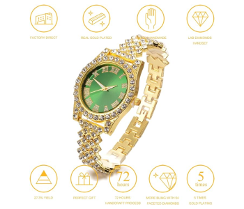 Jongo Rhinestone Trend Ladies Roman Dial Watch Watch Stainless Steel Bracelet - Green in UAE