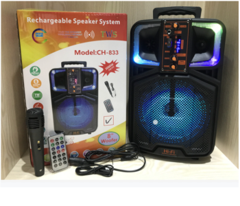 CH-833 8 Woofer 3000 W Rechargeable TWS Speaker - Black in KSA