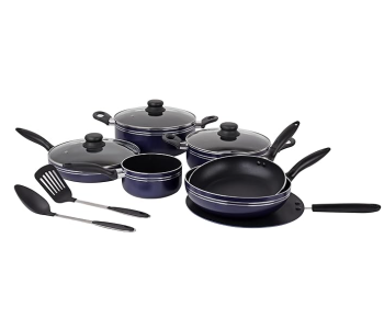 Express Delivery - Royalford RF5858 set of 12 Pieces non stick Cookware - Dark blue - ID 129091