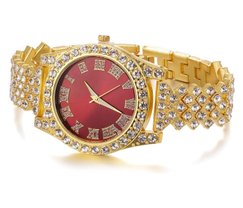Jongo Rhinestone Trend Ladies Roman Dial Watch Watch Stainless Steel Bracelet - Red in UAE