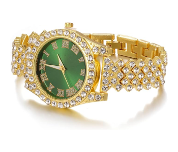 Express Delivery - Jongo Rhinestone Trend Ladies Roman Dial Watch Watch Stainless Steel Bracelet - Green - ID 133139