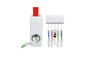 Express Delivery - Automatic Toothpaste Dispenser And Toothbrush Holder White  - ID 134539