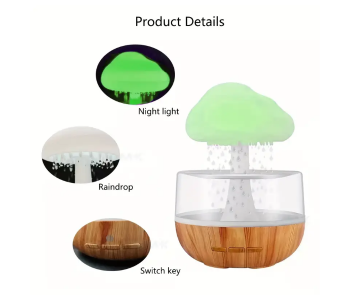 Express Delivery - Rain Cloud Air Humidifier Aromatherapy With 7 Colours LED Lights And Raindrops Sound for Relaxing Sleep, Office, Bedroom, Rooms - ID 134853