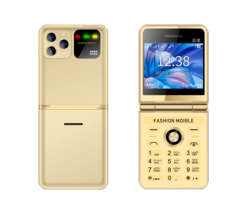 P20 2.4 Inch HD Display Flip 2G 4 SIM GSM Unlocked LED Flashlight Mobile Phone - Gold in UAE