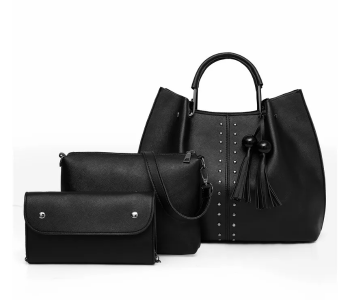 PU Leather Ladies Wallet Ladies Pars Hand Set Bag With Rivet - Grey in KSA
