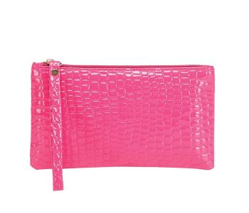 Leather Crocodile Pattern Handbag For Women - Pink in KSA