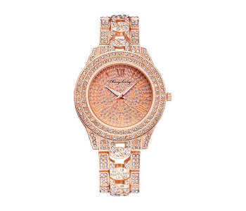 Jongo Luxury Full Diamonds Fashion Stainless Steel Watch For Women - Rose Gold in UAE