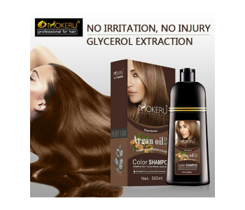 MOKERU Argan Oil Speedy Hair Color Shampoo Unisex 500ml Natural Black in KSA