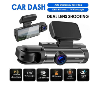 Dual Lens Car Dash Cam DVR Driving Recorder Wide Angle Motion Detection Loop Recording Dash Camera in UAE