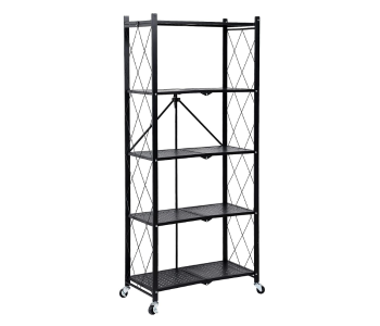 Foldable 5-Tier Shelving Unit With Wheels, Floor-Standing Multi-Layer Kitchen Storage Rack, Storage Trolley Cart For Garage Kitchen Living Room in UAE