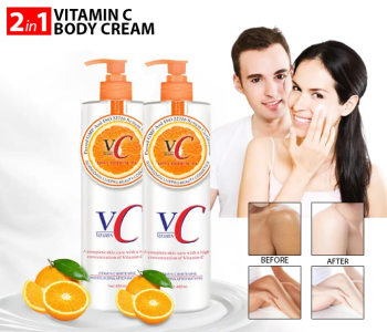 Bundle 2 PCs Set Vitamin C Body Creams 480ml Moisturizing Whitening Face Lotion Remove Melanin Firming Anti Wrinkle Repair Skin Care in KSA