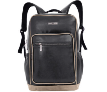 Para John PJBP6665 16Inch Genuine Leather Backpack - Black in UAE