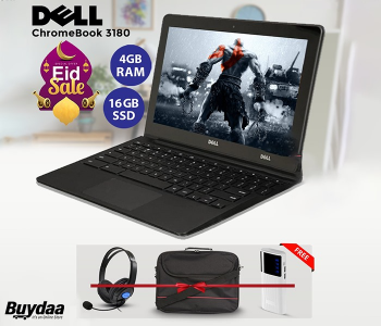 Bundle 1 PCs Set Dell ChromeBook 3180 4GB Ram 16GB SSD 11.6 Inch Display Refurbished - Black + 1 PCs Set Gaming Headset With Mic P4/X One- Black + 1 PCs Set Macon Powerbank With Strong Light Real Capacity 20000mAH - White + 1 PCs Set Padded Strap 15.6 Inch Laptop Bag - Black in OMAN