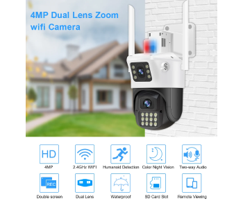 Outdoor Full HD PTZ WiFi Dual Lens AI Human Auto Tracking Security IR Color Night Vision CCTV Video Surveillance Cam in UAE