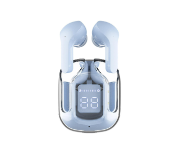 ULTRAPODS MAX EARBUDS WITH CRYSTAL TRANSPARENT CASE BLUETOOTH 5.3 IPX4 Waterproof EARBUDS -Blue in KSA