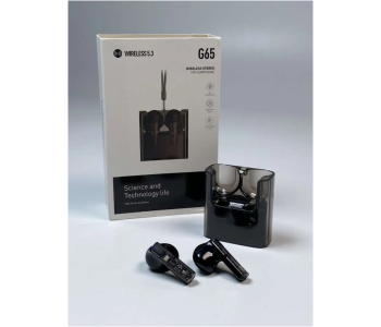 G65 Wireless TWS Stereo HiFi Crystal Transparent Bluetooth Earphone - Black in UAE