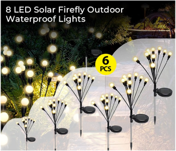 Bundle 6 PCs Set Jongo 8 LED Solar Firefly Lights, Solar Lights For Outside, Solar Outdoor Waterproof Lights, Solar Garden Lights, Solar Garden Decorative Lights Garden Patio Passage Decor, Colorful Lights in KSA