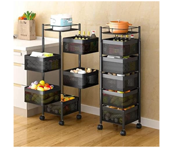 High Quality 5 Layer Kitchen Trolley With Wheels, Kitchen Organizer Items And Storage Solutions For Square Kitchen Organizer And Kitchen Accessories Item in UAE