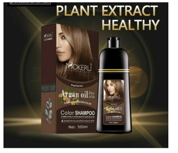 Bundle 3 PCs Set MOKERU Argan Oil Speedy Hair Color Shampoo Unisex 500ml Natural Black in OMAN