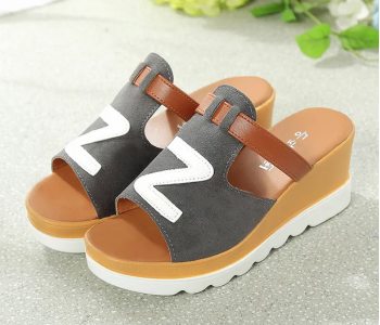 Women Loafers Non Slip Thick Bottom Fashion Wedge Sandals EU 38 - Grey in OMAN