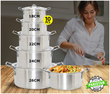 PRADO Graceful Design Metal Finish 10pcs Aluminium Cooking Pot Set Made In Pakistan in KSA