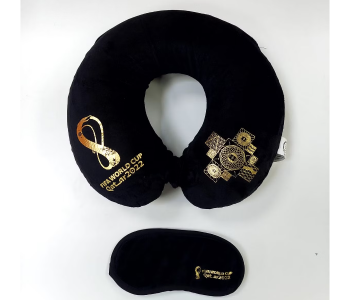 FWC Qatar 2022 Neck Pillow With Sleeping Mask (travel Set) Black in UAE