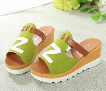 Women Loafers Non Slip Thick Bottom Fashion Wedge Sandals EU 36 - Green in UAE