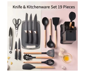 19PCS Knife Block Silicone Kitchenware Set in UAE