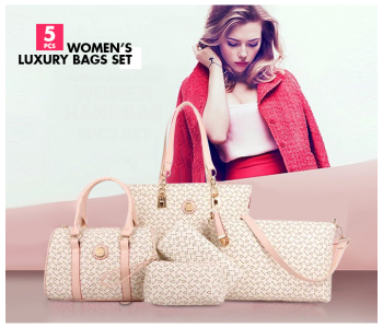 TT-Casual 5 Pieces Handbags Set For Women -white in KSA