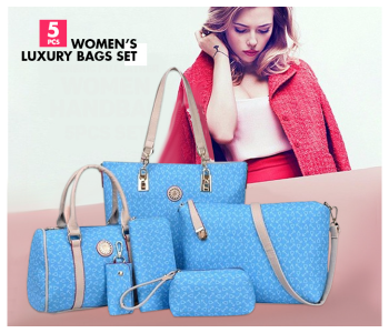 TT-Casual 5 Pieces Handbags Set For Women -Sky Blue in KSA