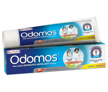 Odomos Non-Sticky Mosquito Repellent Cream With Vitamin E & Almond - 100g in KSA