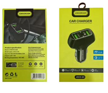 JOMXROOM 3-Port Fast Car Charger in KSA