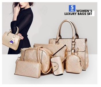 Handbag 5 Pcs Bags For Women Luxury Fashion-Golden-Colour in KSA