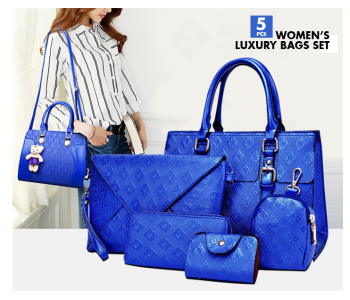 Handbag 5 Pcs Bags For Women Luxury Fashion-Blue-Colour in KSA