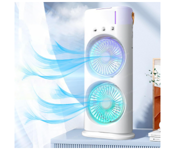 Jongo Portable Double Ended Spray Fan Oscillating Air Circulation Tower Fan With Mist Spray, Travel Cooler Fan, Water Misting Fan, USB Rechargeable Mini Desktop Table Cooling Fan For Office, Mist Fan With Water Spray in KSA