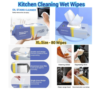 Wet Wipes For Kitchen -1 Wipe + Liquid | Active Formula | Removes Sticky And Greasy Dirt | Leaves Kitchen Clean And Fragrant | 80 Wipes (Pack of 4, 320 Wipes in UAE